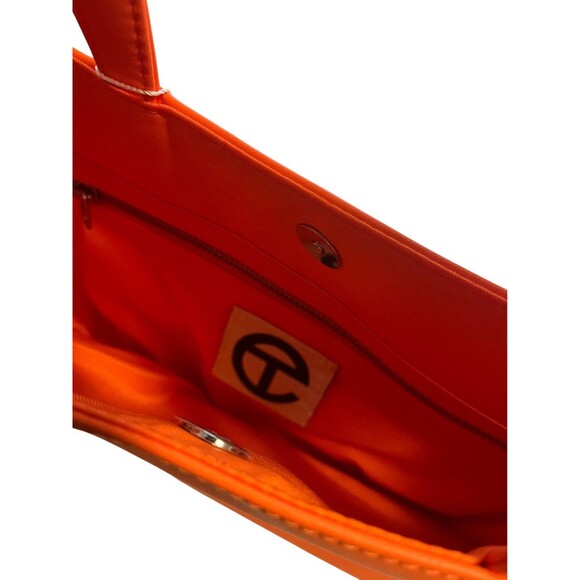NWT- Telfar Orange Medium Shopping Tote Bag with Embossed Logo Design - Picture 3 of 7